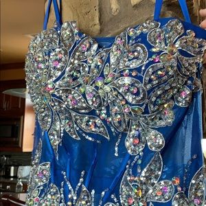 Bibian USA Royal Blue Strapless Beaded Gown